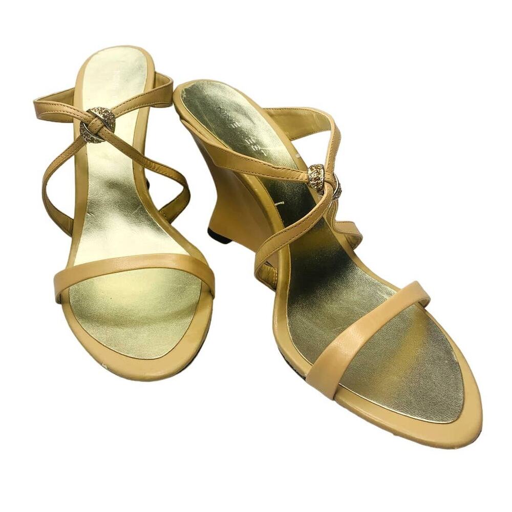 Nine West Thin Wedge Backless Strappy Heeled Sandel, Size 9.5M